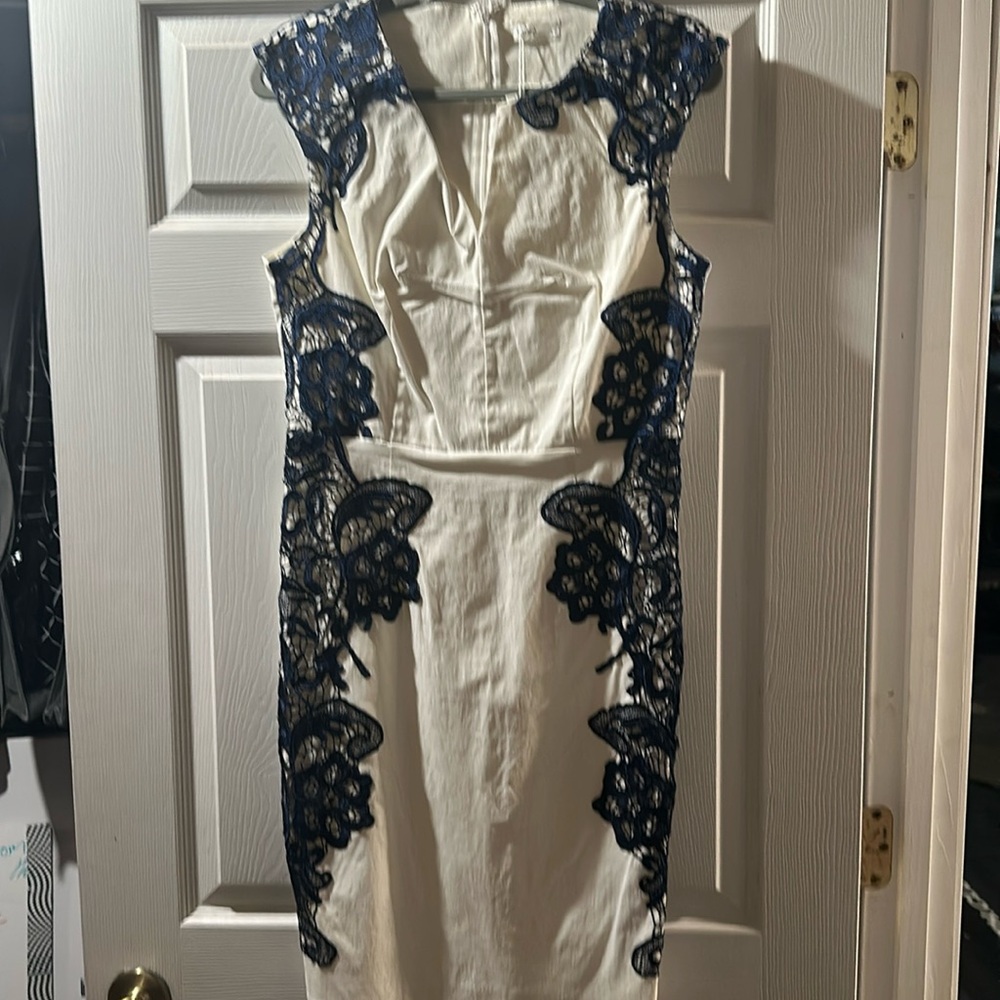 White dress with navy lace size 8